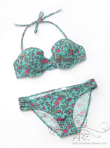 European and American womens swimsuit suit Sexy non-slip 1 2 glasses on thin down thick Toobi bikini three-point style suit woman