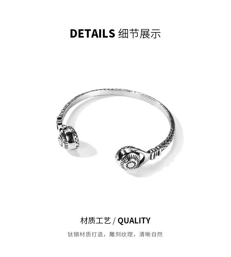 ZEROLINE thủy triều thương hiệu sáng tạo tai nghe retro đeo tay nam hipster cá tính Phiên bản Hàn Quốc của thép titan độc đoán mạng trang sức tay đỏ thạch anh tóc vàng