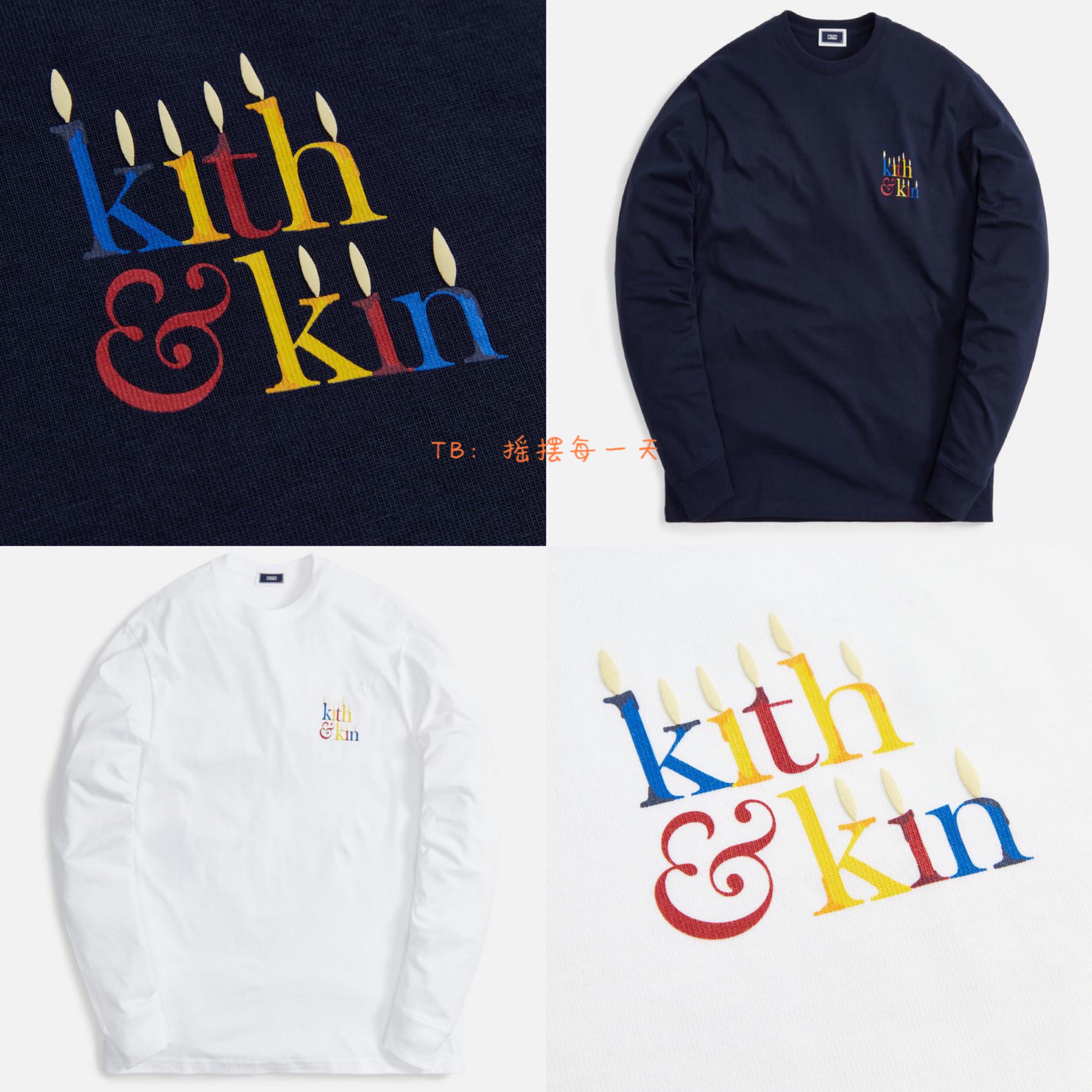 (spot) KITH KIN Menorah L S TEE Light Festival candle holder candle long sleeve T-shirt