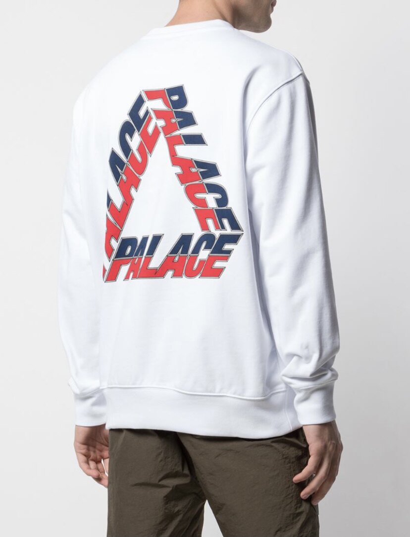 (Spot) FW19 PALACE SPLIT P3 CREW Triangle Font Color LOGO Crewneck Thick Cotton T
