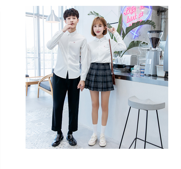 Những người yêu thích ảnh cưới trái tim áo sơ mi trắng sơ mi dài tay cotton nam mẫu nữ áo khoác sơ mi nam