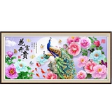 Вышитые павлины цветы цветут богатые вышивающие вышивные стежки.