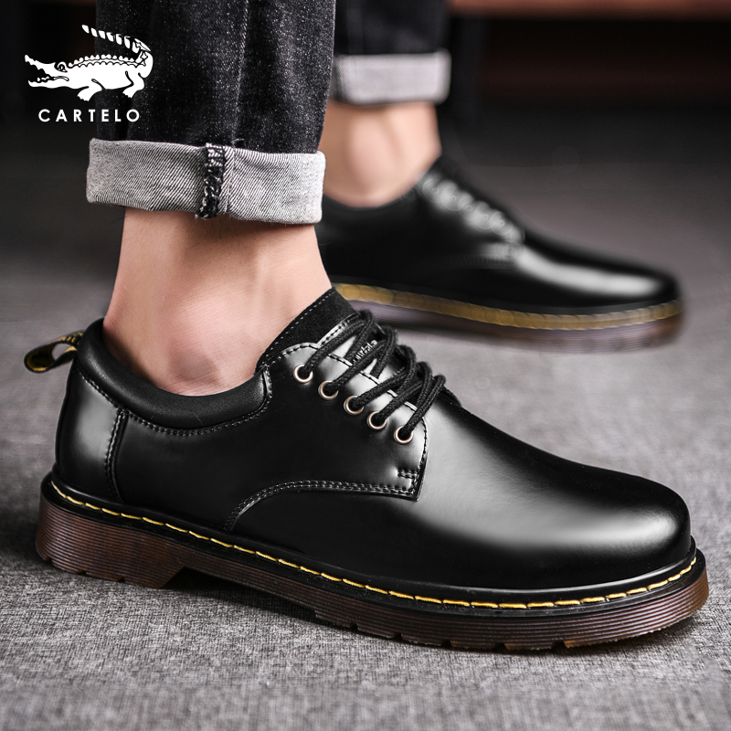Crocodile Casual Leather Shoes Men's Genuine Leather Business Dress Soft Cowhide Bulk Shoes Autumn Tool Boots Low Top Martin Boots Trend