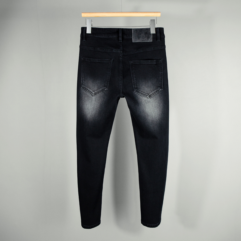 High-Quality Men's Cropped Jeans, Stylish and Trendy, Versatile, Vintage Washed, Stretchy, Slim-Fit Skinny Pants