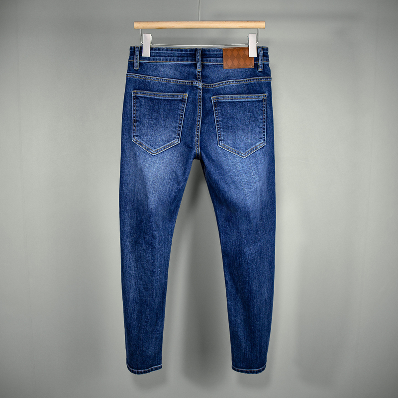 Autumn New Style - Men's Blue Korean-Style Stretch Washed Faded Slim-Fit Skinny Jeans