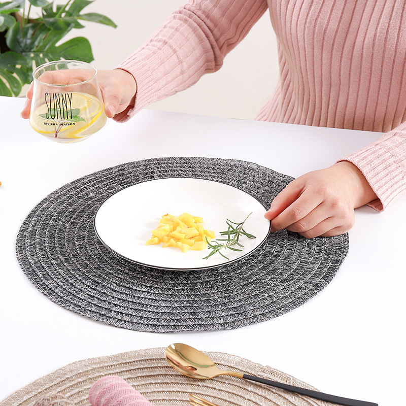 Hand Woven Round Heat Insulation Mat Kitchen Pan Cushion Home Burn-Proof Mat Dining Mat Cup Mat Cup Mat
