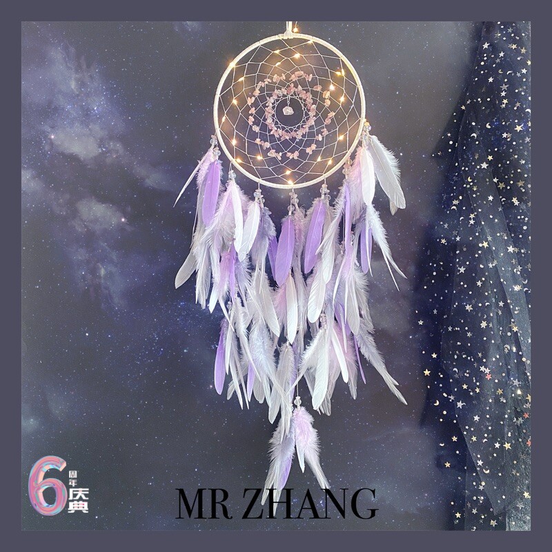 MR ZHANG catching dreamnet lamp hanging accessories Crystal Purple Minerals Birthday Girl's room Small night light Ins wind