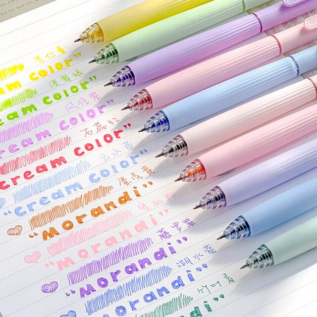 Kaba Bear color gel pen push-type Morandi color pen students use ins high-value set handbook mark to mark key handbook water pen color pen for girls to take notes