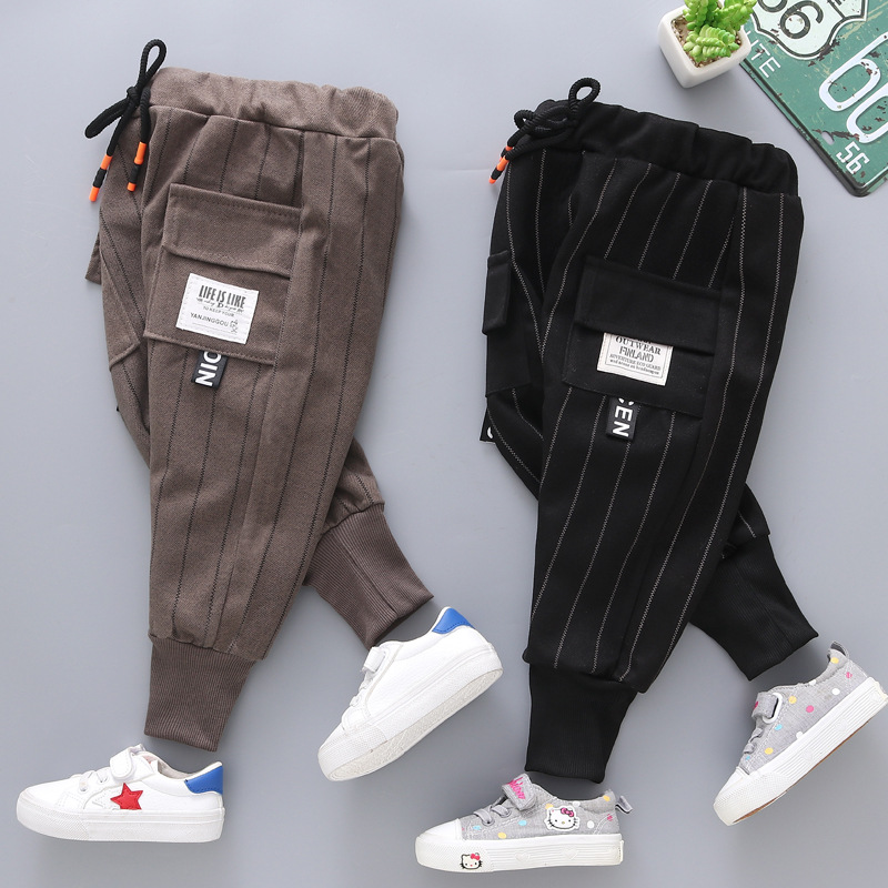 Children's pants spring and autumn new handsome baby sweatpants outer wear baby cotton trousers children's clothing boys sports pants