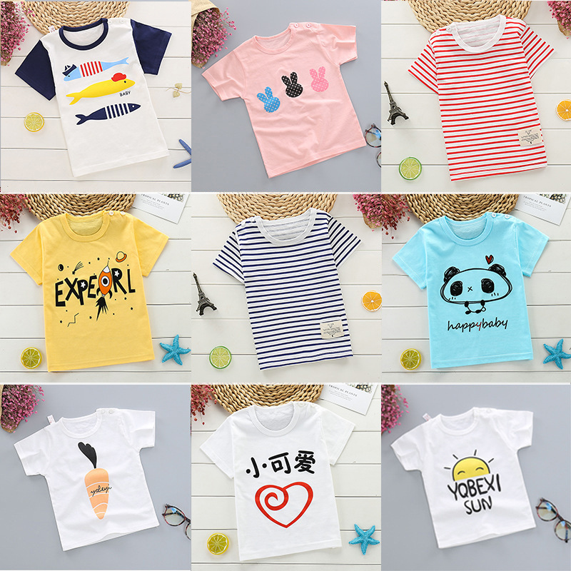 Summer children's clothing children's short-sleeved t-shirt newborn baby baby 3 cotton girls T-shirt bottoming shirt boy's top