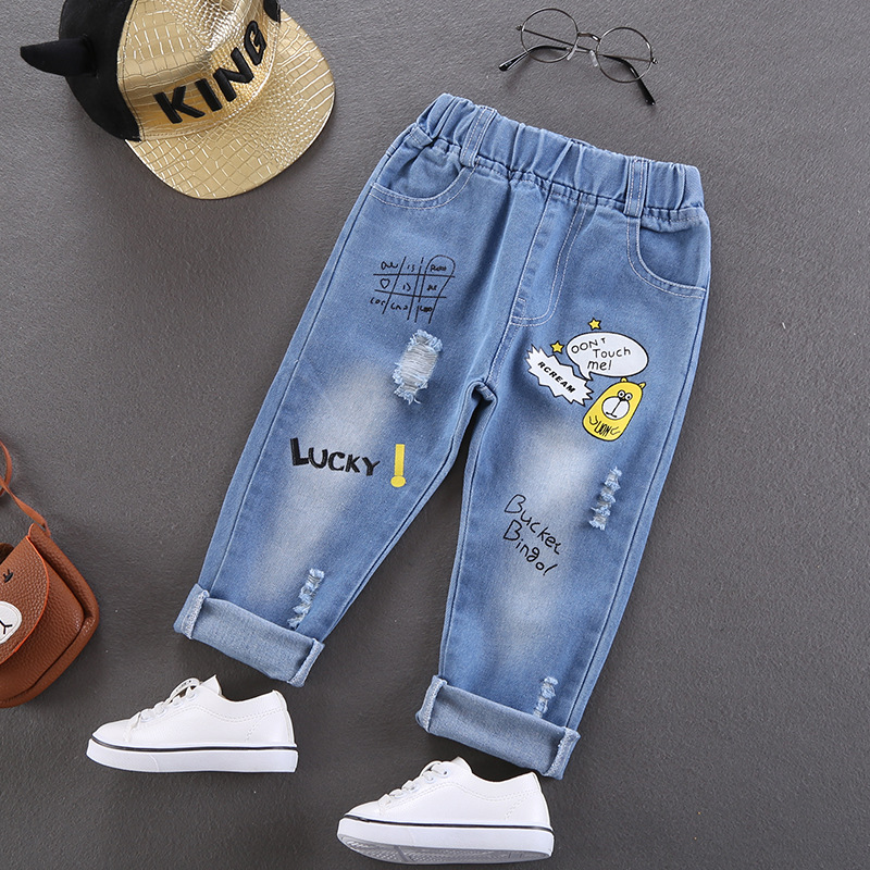 Boys' jeans blue trousers Korean version spring and autumn children's clothing pants baby autumn trendy autumn children's clothing 2022 new