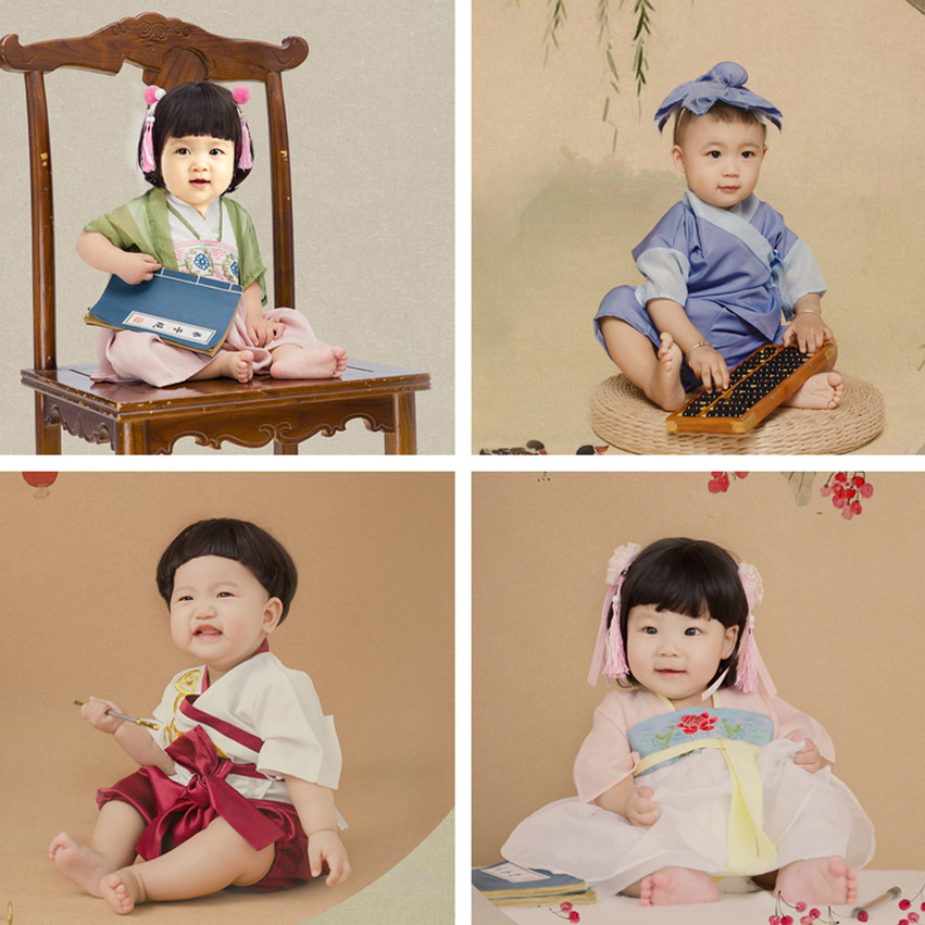 Children's photography clothing 2020 new exhibition photo gallery 100-day-old-year-old photo Chinese style theme clothing clothes