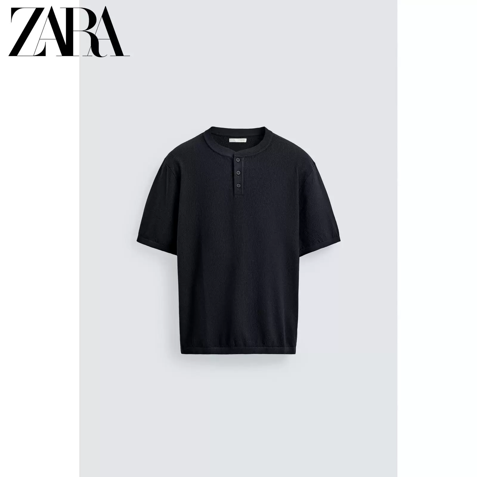 ZARA 2026 весна-лето новые товары мужская хлопковая рубашка-подбородник с открытым воротником, облегающая приталенная футболка