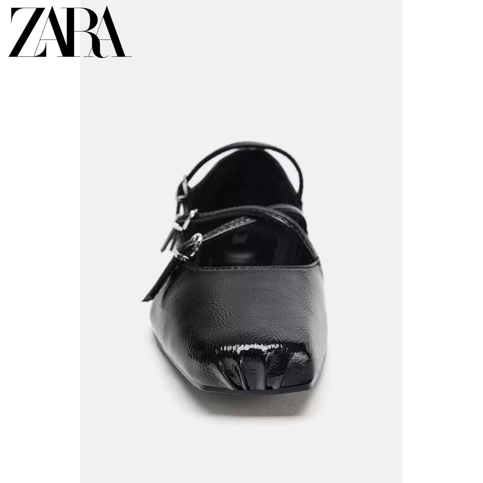 Обувь для женщин ZARA 2026 весна-лето, Mary Jane с трещиноватым эффектом, балетные туфли round toe 2813610 800