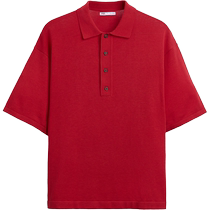 ZARA24 spring new product mens red casual loose knitted short-sleeved POLO shirt 2893418 600