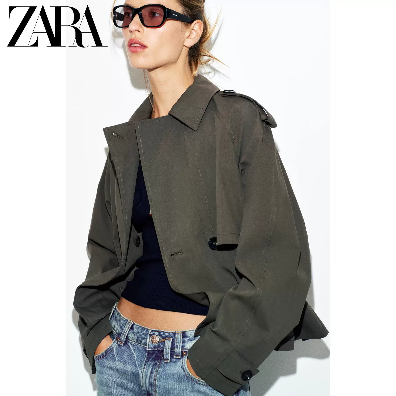 ZARA 2026 весна-лето новые товары Женское длинный рукав лацкан мешковатый повседневный худи короткая ветровка 6318050 962