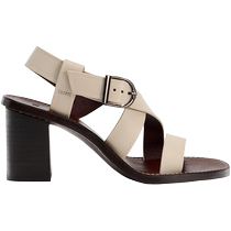 ZARA new summer products womens shoes light beige thick heel square heel high heel leather sandals 1342310 002