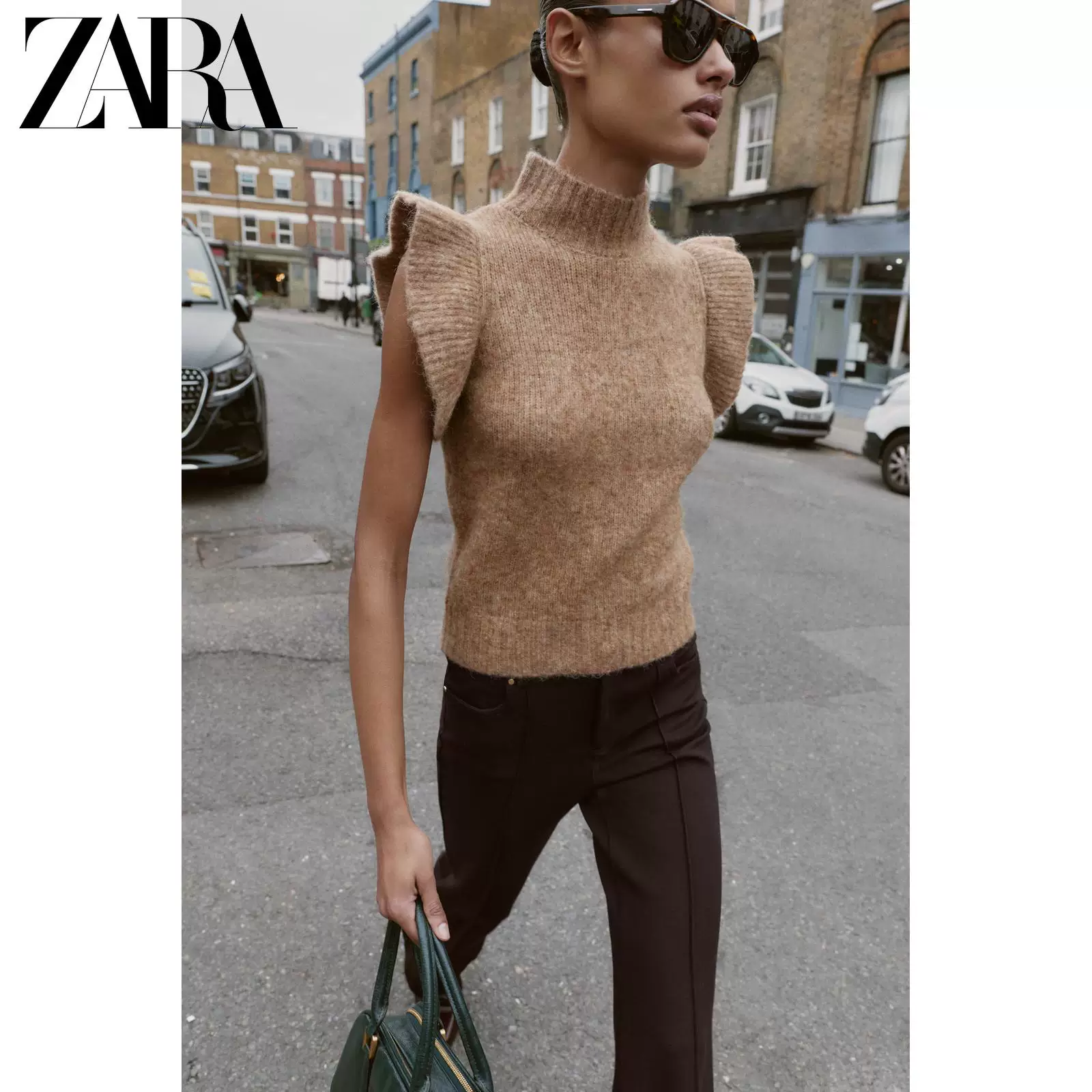 ZARA 2025 зима новые товары женские шерстяные смешанные слоистые декоративные жилеты-свитеры 4938119 743