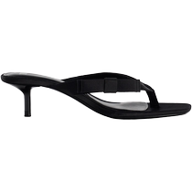 ZARA new summer products womens shoes black fashionable bow-trimmed thong cat-heeled sandals 3351410 800