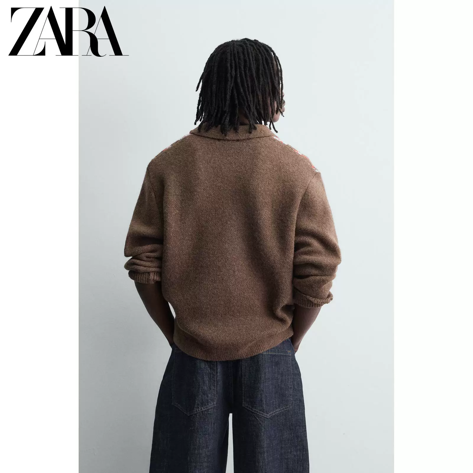 ZARA весна-лето 2026 новый приход мужская шероховатая диагональная красивая рубашка-поло с узором драгоценной каменной серединки 2893402 700