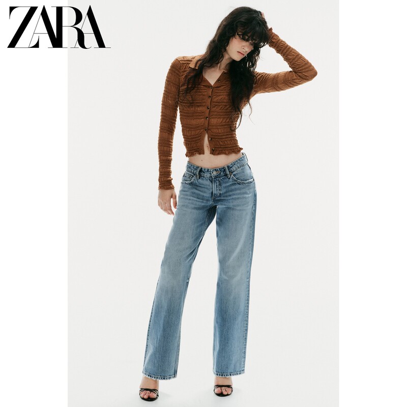 Zara2026 New Autumn Products Women's Long-Sleeved Polo Shirt Collar Honeycomb Pattern Knitted Jacket 4938110 670