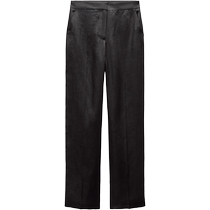 ZARA24 new summer products womens black linen high-waisted straight trousers 8291386 800