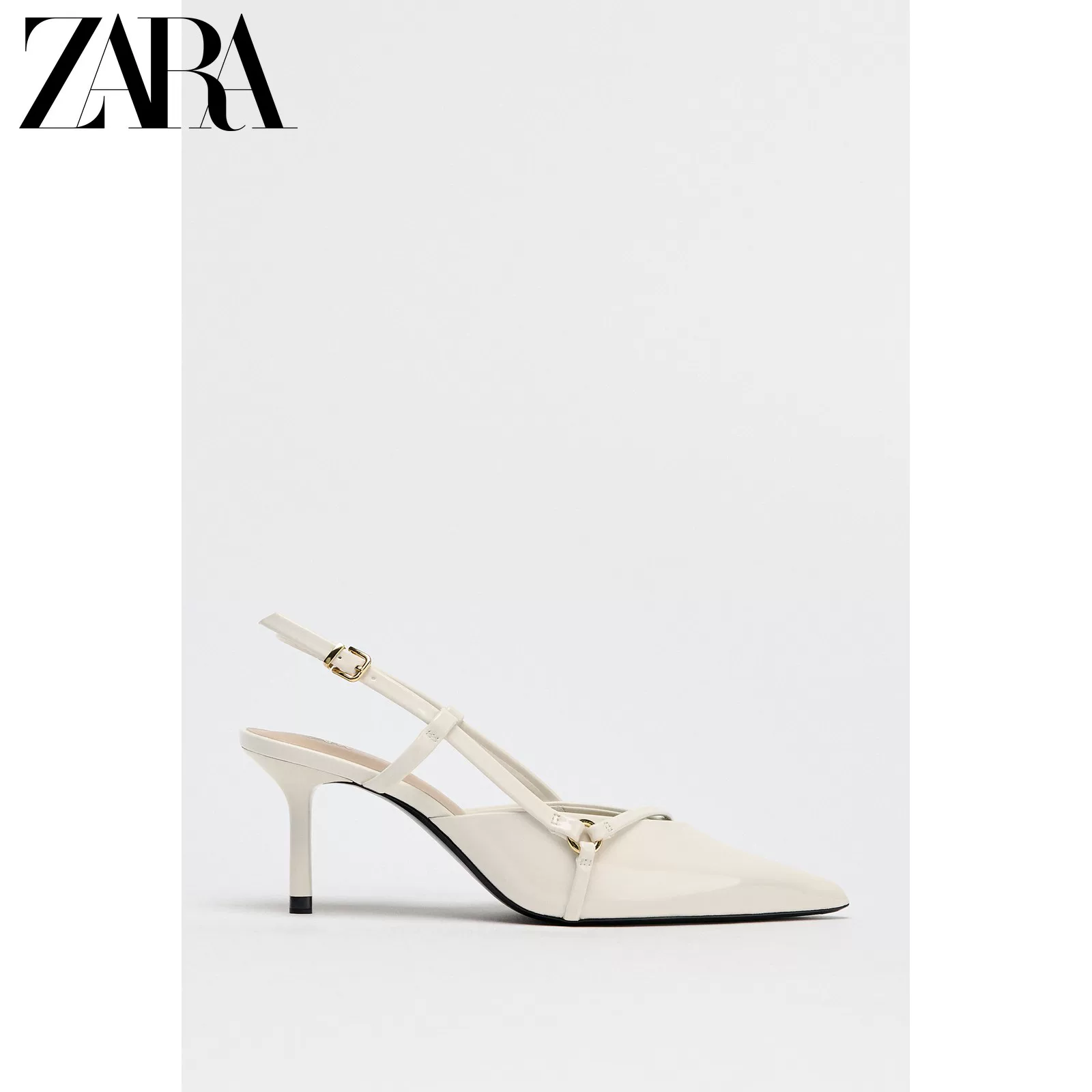 ZARA Discount season women's shoes white buckle strap pointed toe stilettos 3529510 850
