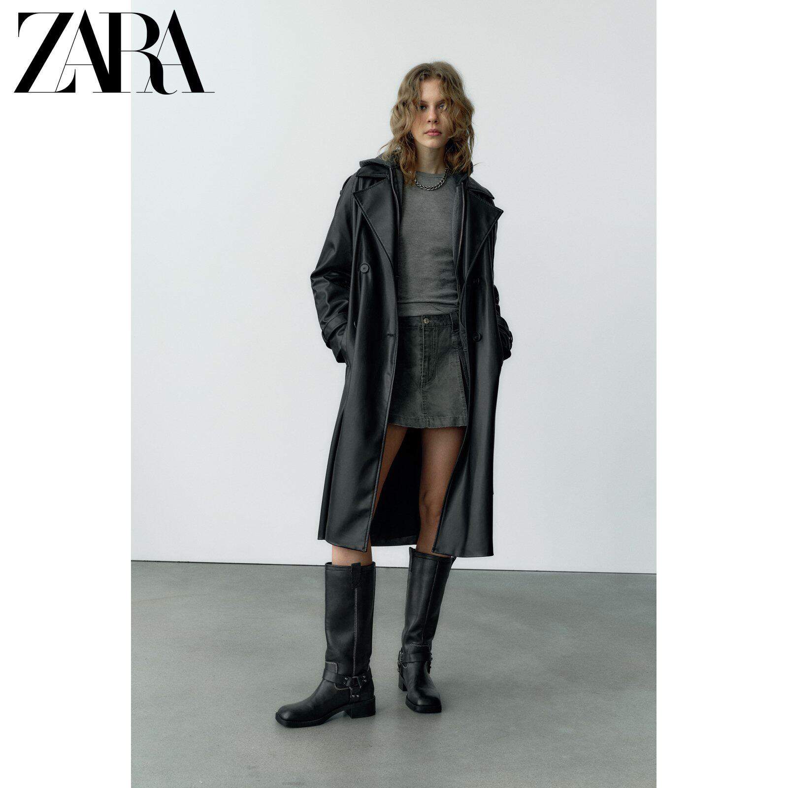 ZARA autumn winter new TRF women's clothing black flap loose-fitting jacket 3427806800-Taobao