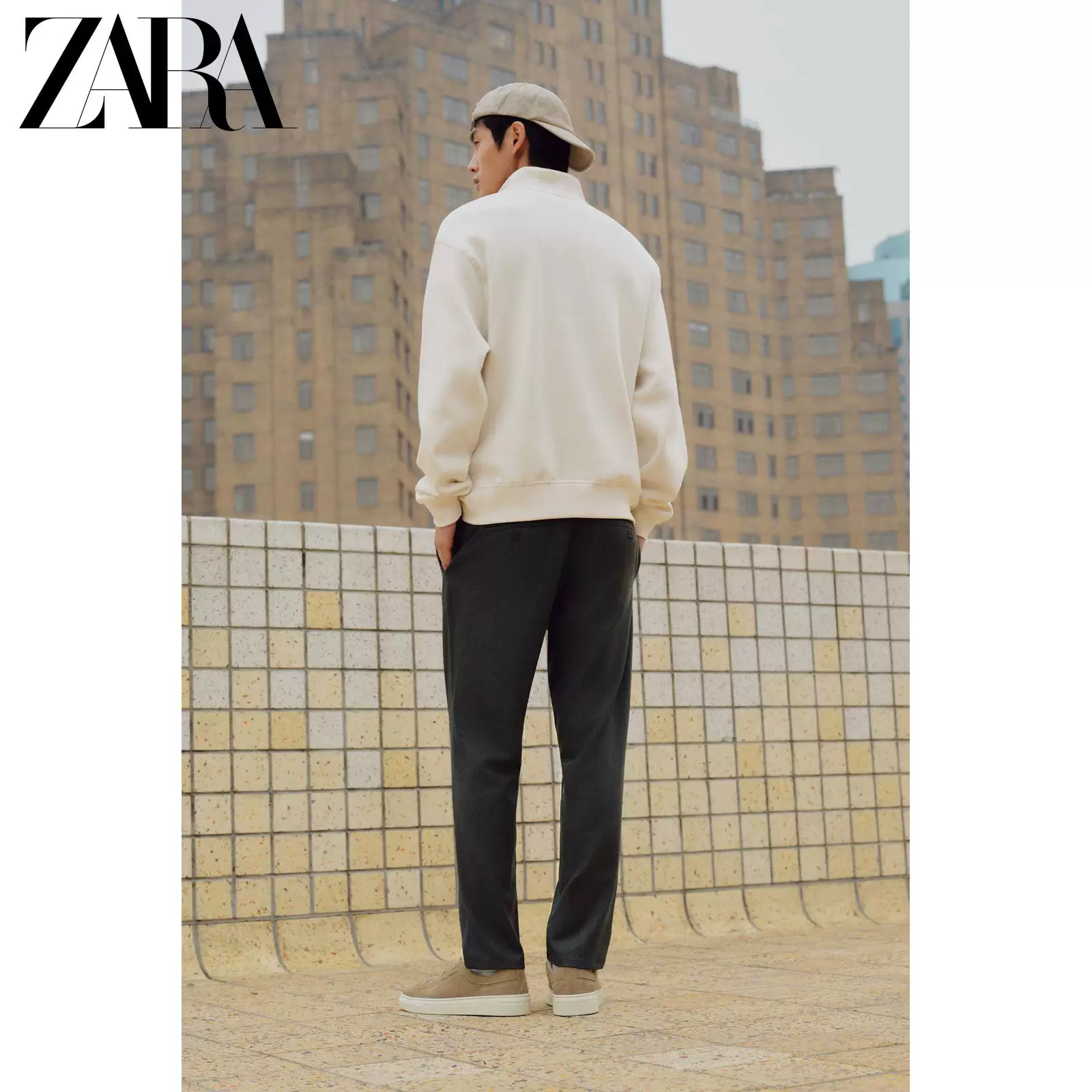 ZARA 2025 Autumn New Products Men's Basic Half-Zip Slim Straight Sweatshirt 0761311 803