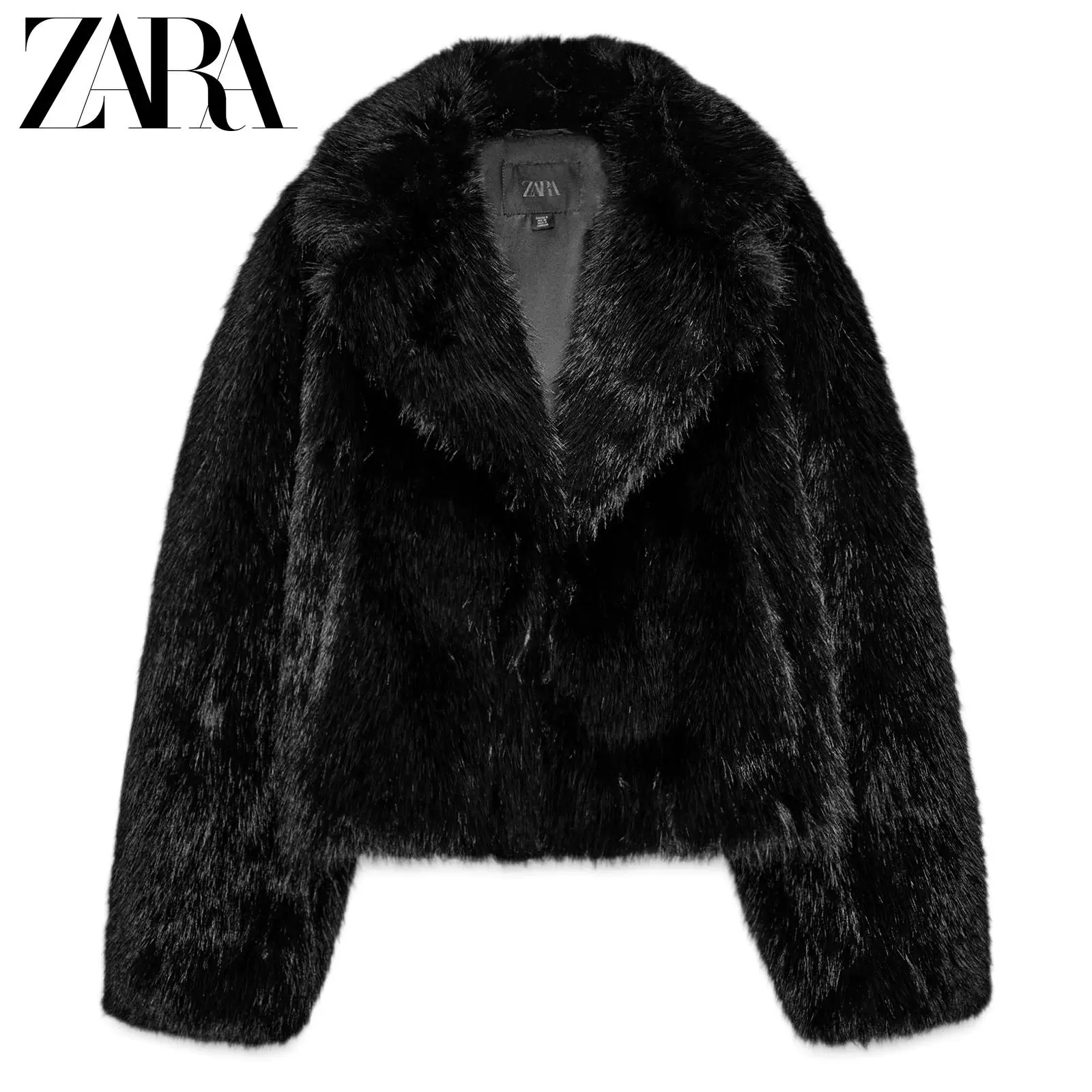 ZARA 25 новых зимних товаров TRF женская верхняя одежда из искусственного меха короткая куртка 8490832 800