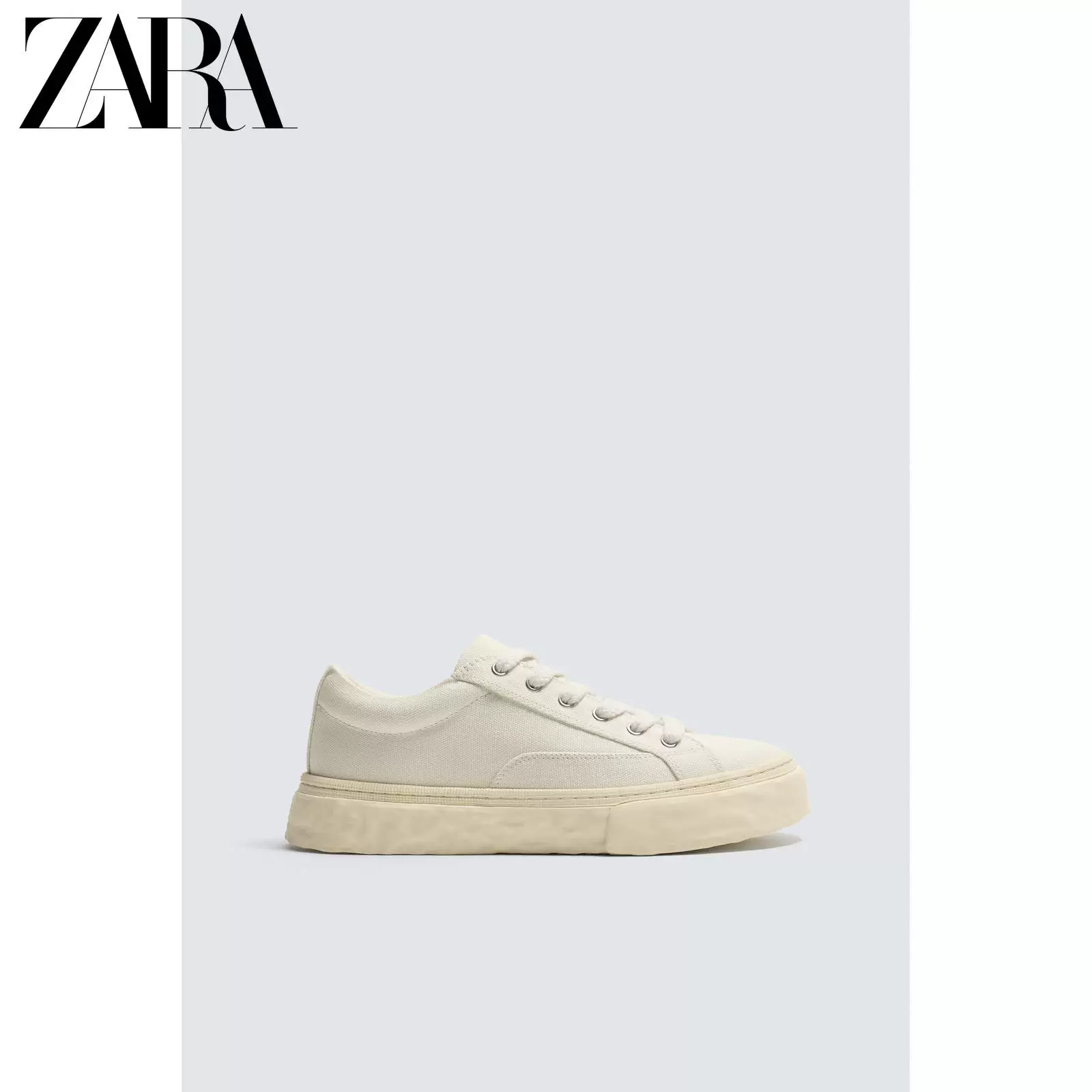 Белые тканевые кроссовки ZARA 2026 весна-лето мужские обувь с толстой подошвой на шнуровке 2273720 001