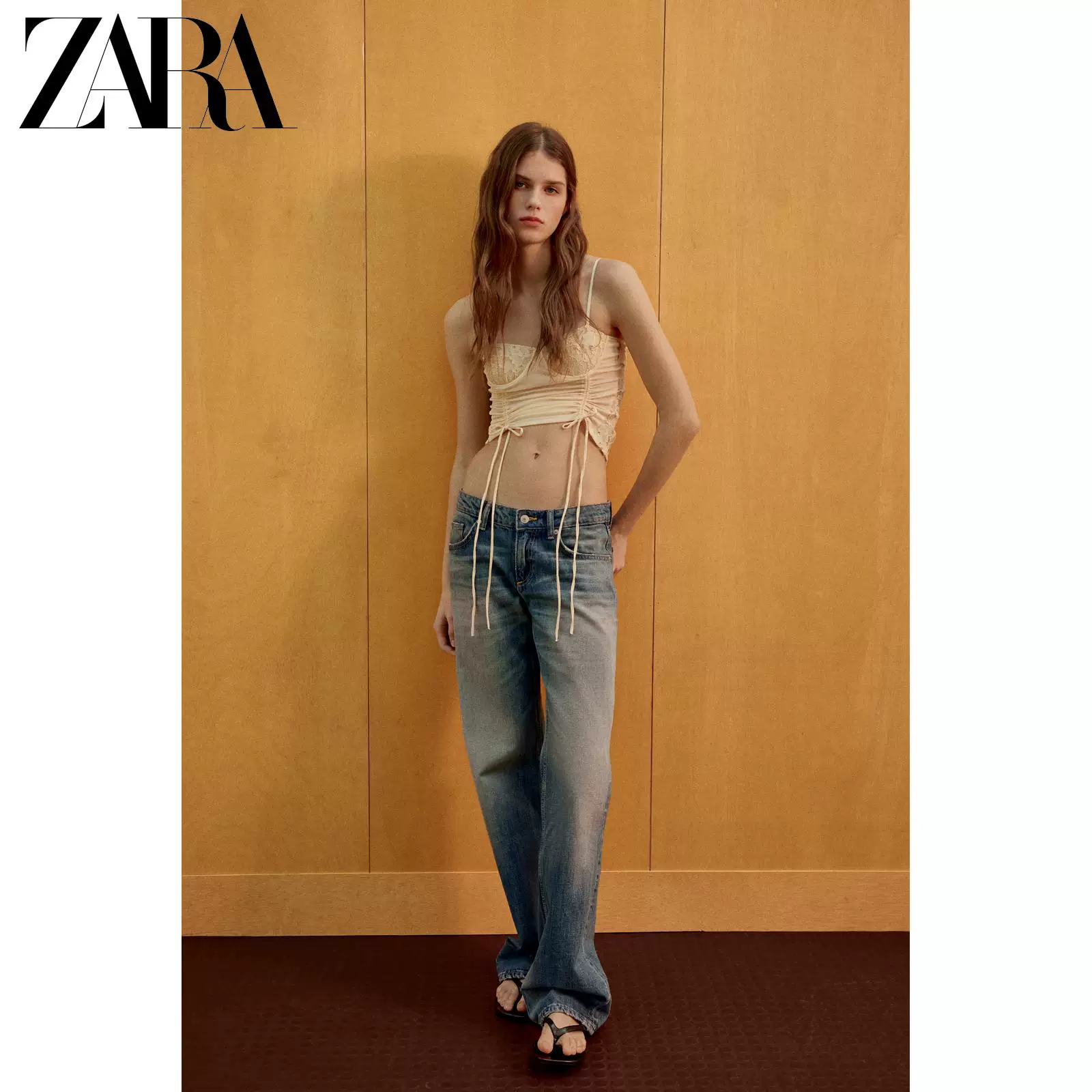 Специальное предложение ZARA для женщин, блуза-майка с ажурным воротником и вставками, тел./вырез 5039374 712