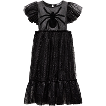 ZARA 2024 Autumn and Winter New Products Childrens Clothing Halloween Ruffled Spider Print Gauze Skirt Costume 0653729