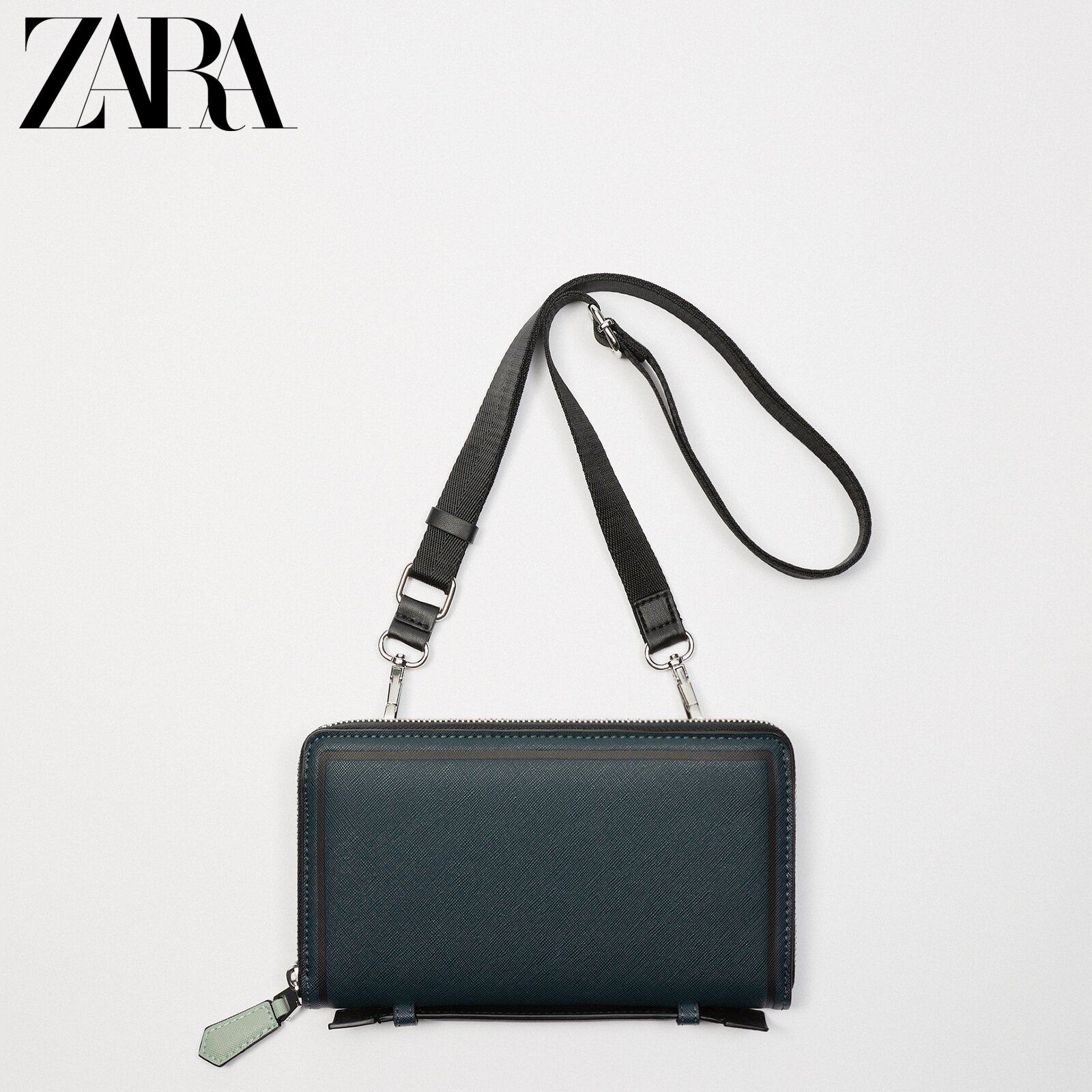 ZARA Summer New Pint Men's Bag Oil Blue Two-in-one Big Wallet 3800720041