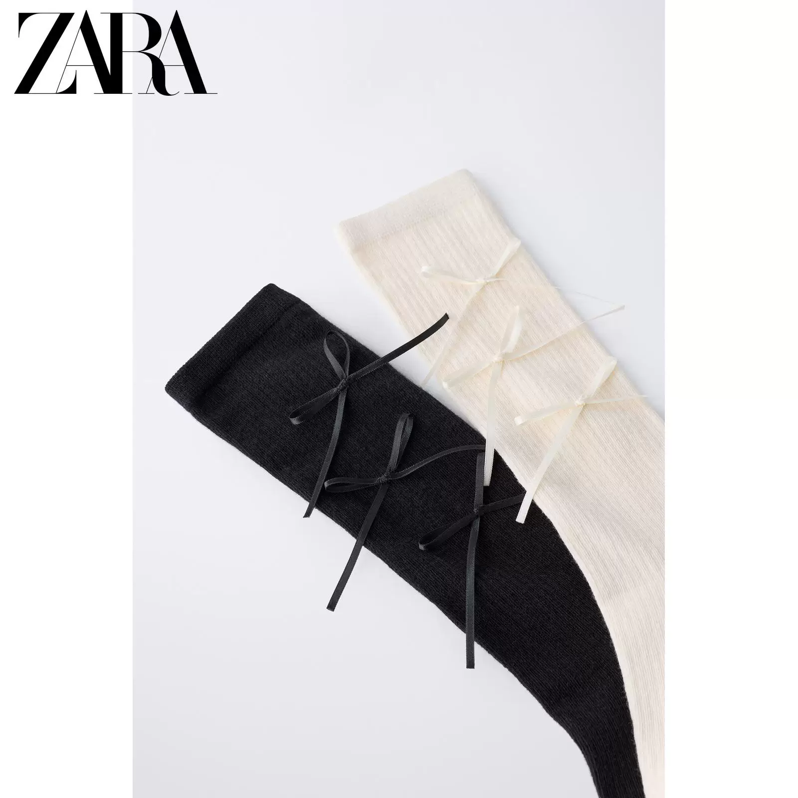 ZARA 2026 весна-лето новые товары детская одежда набор из двух пар носков с бантами длинные 1554701 084