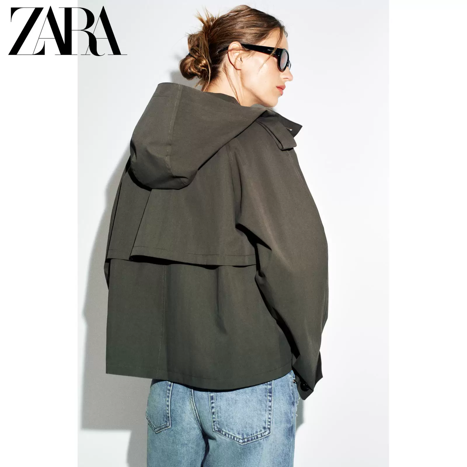 ZARA 2026 весна-лето новые товары Женское длинный рукав лацкан мешковатый повседневный худи короткая ветровка 6318050 962