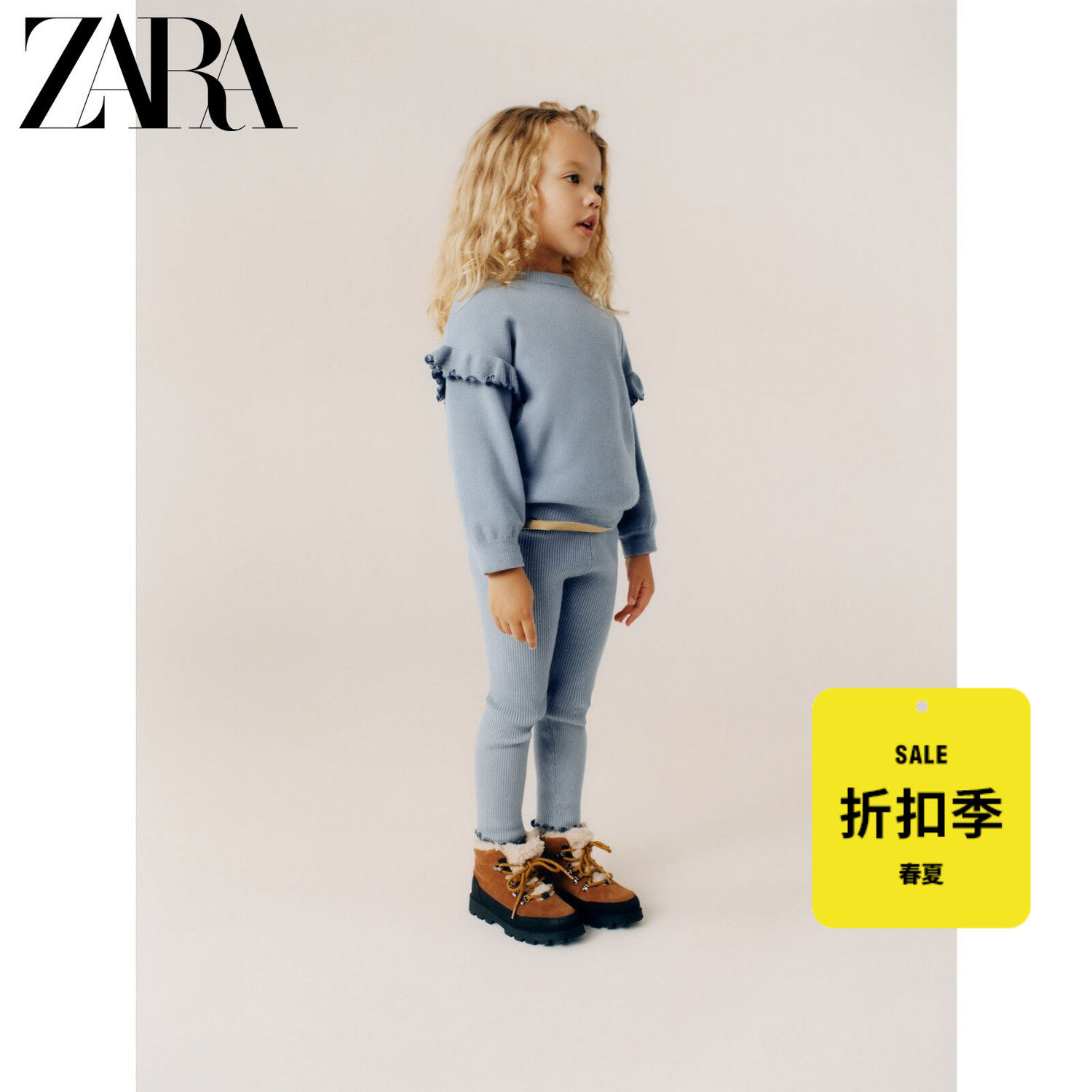 ZARA (discounted) baby girl toddler lock side sweater-knitted sweatshirt 3335014427