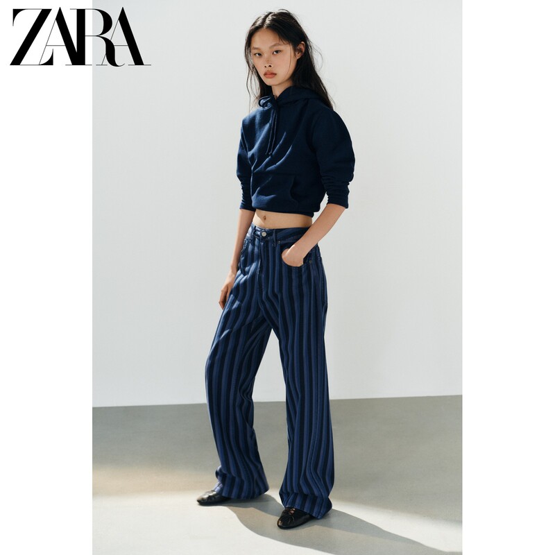 Zara2026 Early Autumn New Product Trf Women's Mid-Waist Casual Striped Wide-Leg Jeans 6929211 105 Zara2026 Early Autumn New Product Trf Women's Mid-Waist Casual Striped Wide-Leg Jeans 6929211 105