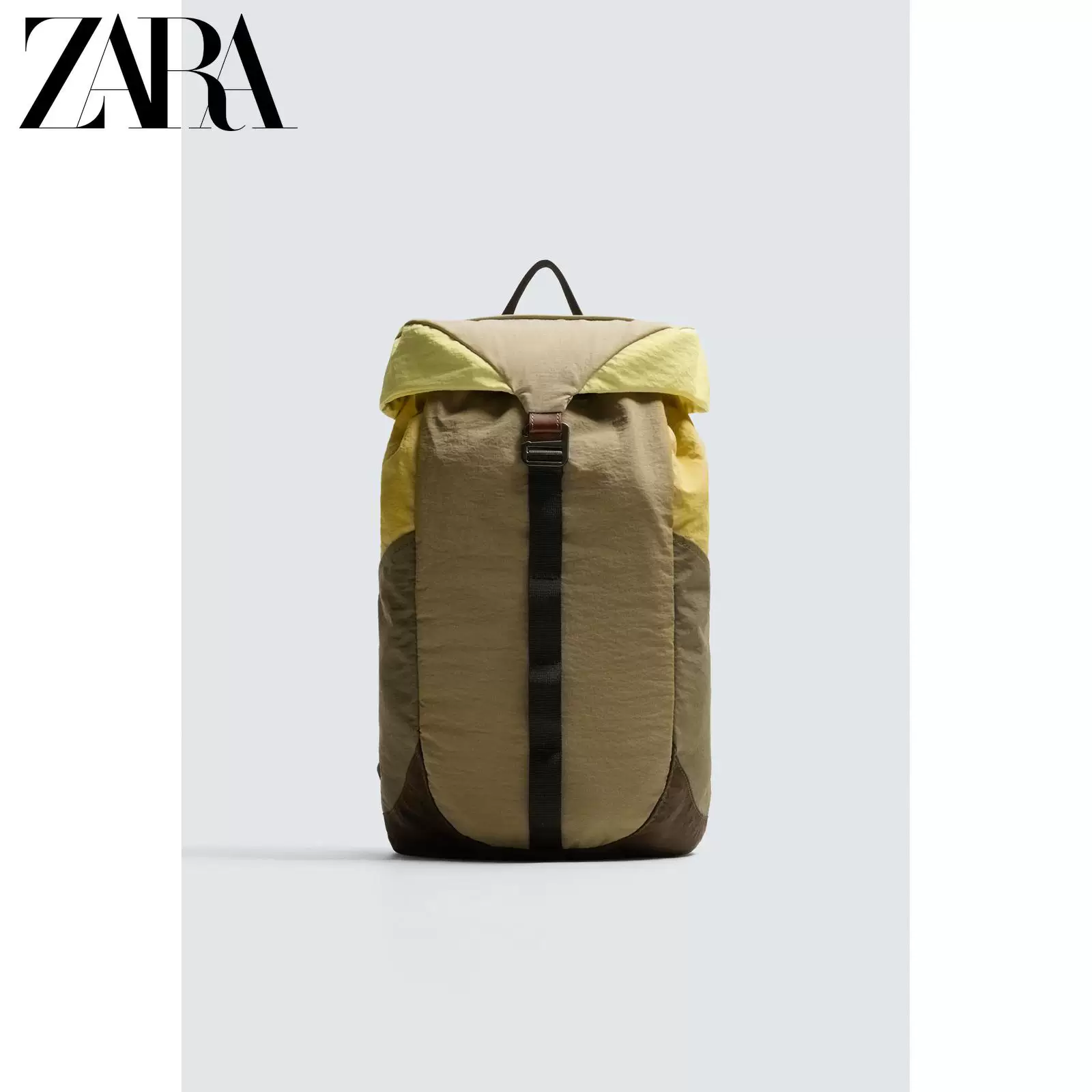 ZARA 2026 Spring and Summer New Products Men's Bag High-tech Fabric Leather Detail Backpack 3226720 203