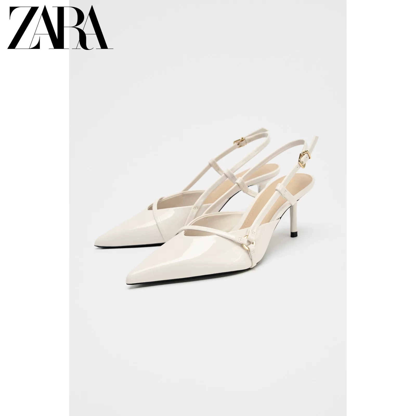 ZARA Discount season women's shoes white buckle strap pointed toe stilettos 3529510 850