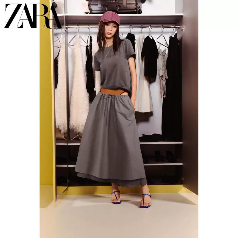 Купить ZARA 2026 весна-лето новая коллекция женский купальник с V-образным вырезом контрастной расцветки украшение шелковистая атласная текстура 2856012 614