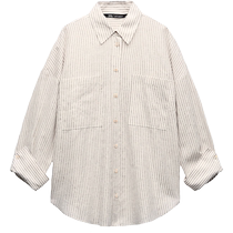 ZARA24 spring new pint woman dress metal color line striped shirt 2632784075