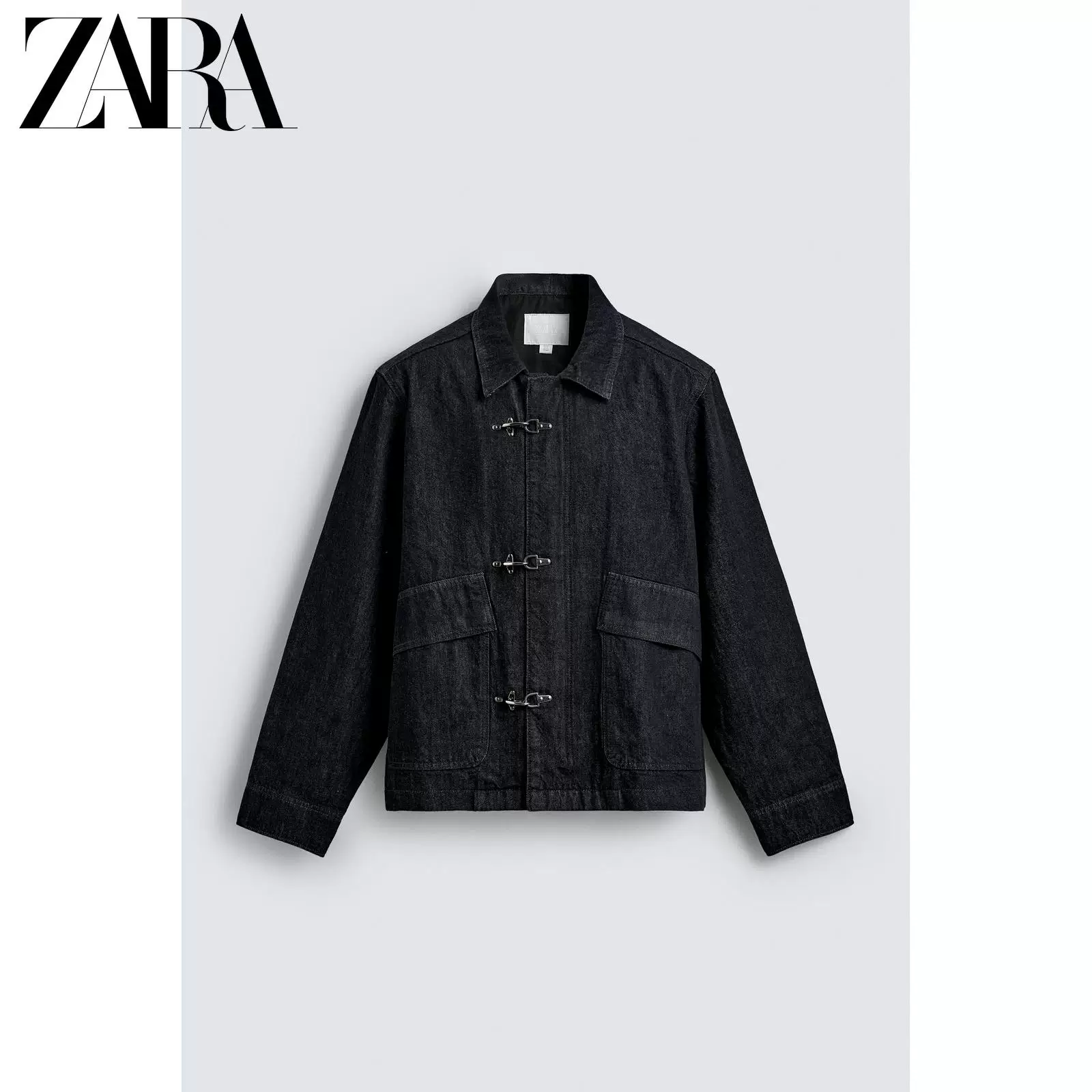 ZARA 2026 весна-лето новые товары Мужская свободная джинсовая куртка с металлическим узлом на кнопке 4470404 405