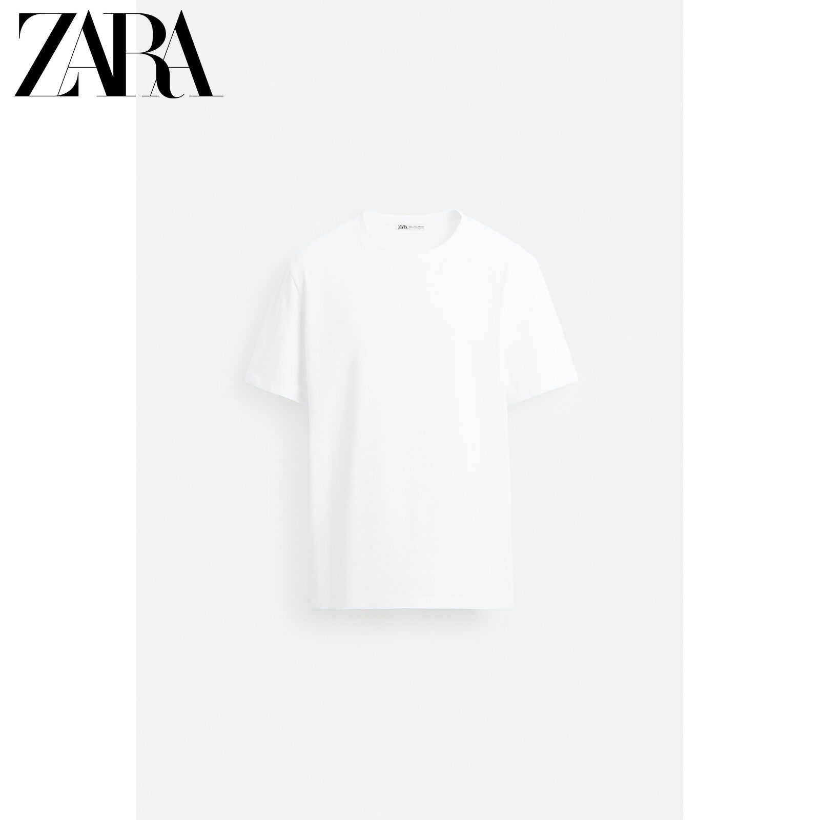 ZARA 2025 осенью новый мужской основные эластичность тонкий круглый вырез с коротким рукавом Футболка 5584401 742, ZARA 