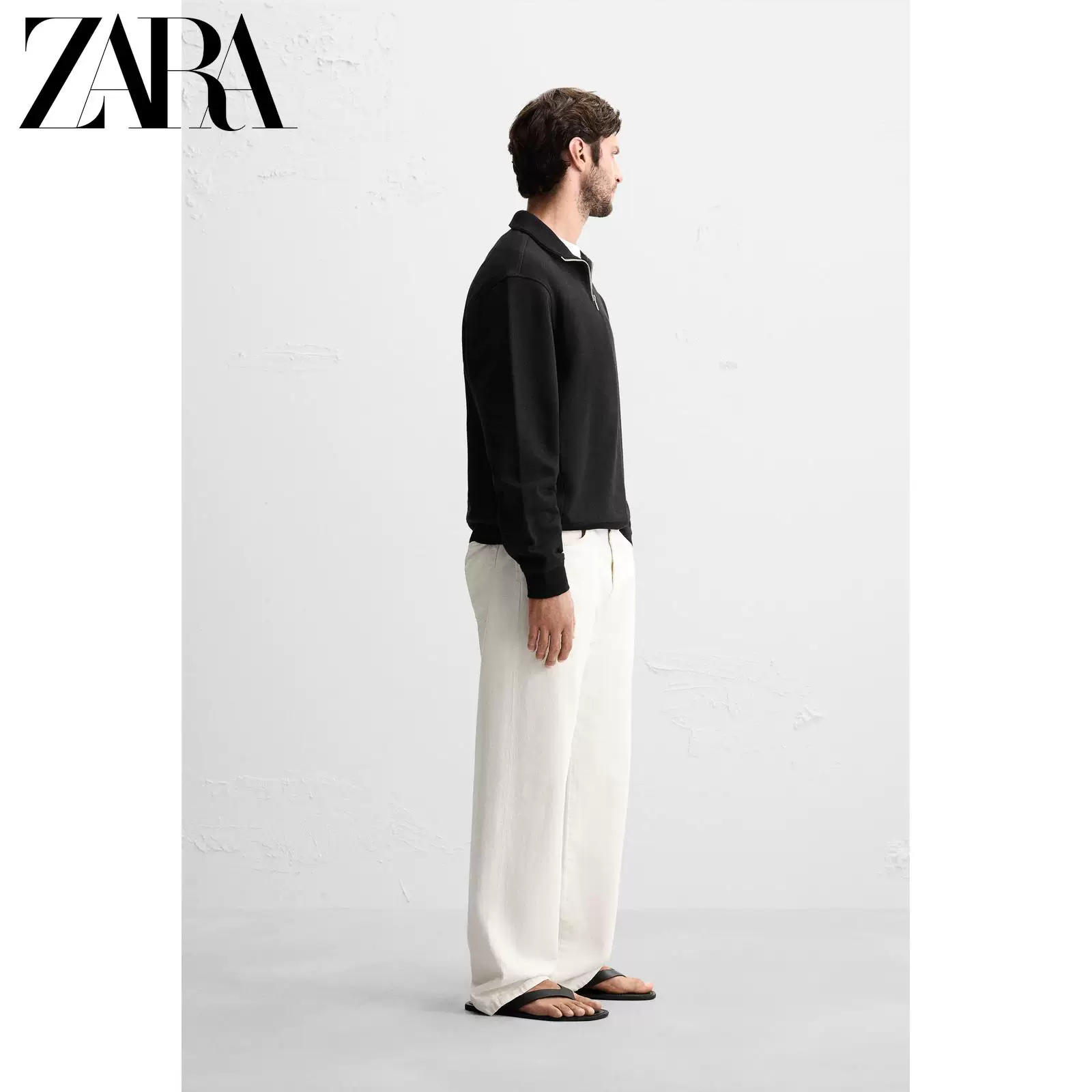 ZARA 2025 Осенние новые товары Мужская базовая полурезинка-куртка slim прямой свитшот 6462311 800