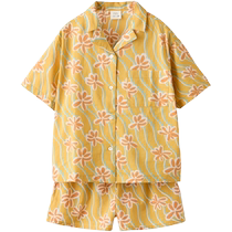 ZARA24 new autumn products childrens clothing cotton short-sleeved shorts lapel printed loose suit 1562795 305