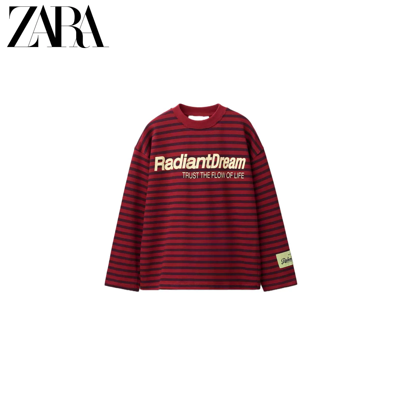 ZARA Летняя красная одежда летняя, с длинным рукавом и круглым вырезом