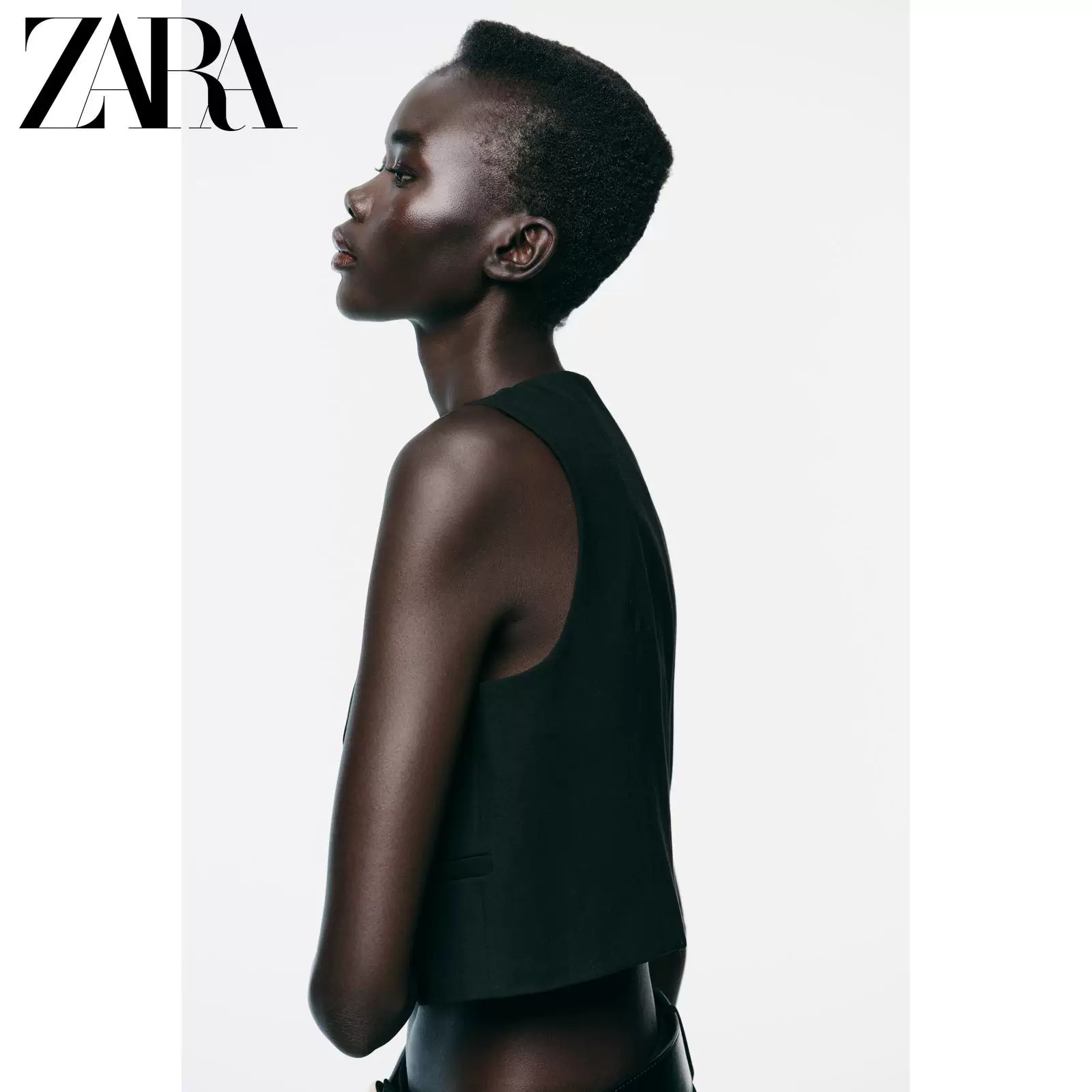 ZARA 2026 весна-лето новые поступления женские безрукавка с круглым вырезом золотистая кнопка короткий жилет 4387360 800