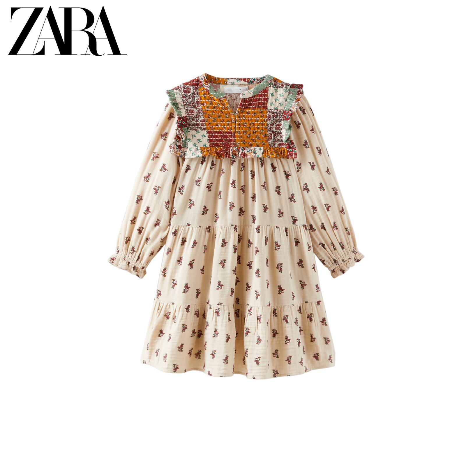 ZARA new children's dress girl cotton suit splicing foreign dress 5107705052