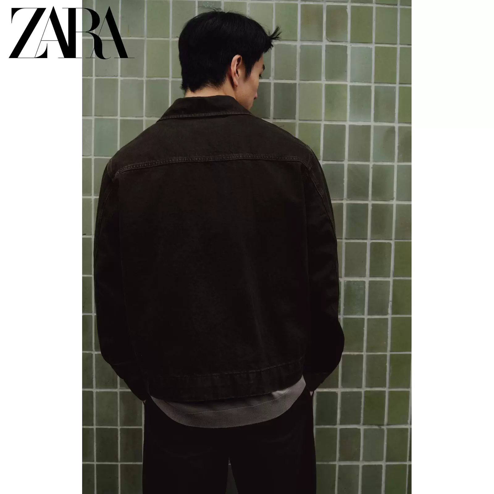 ZARA 2026 весна-лето новые поступления мужская укороченная хлопковая куртка с карманом декоративная структурная 0840480 700